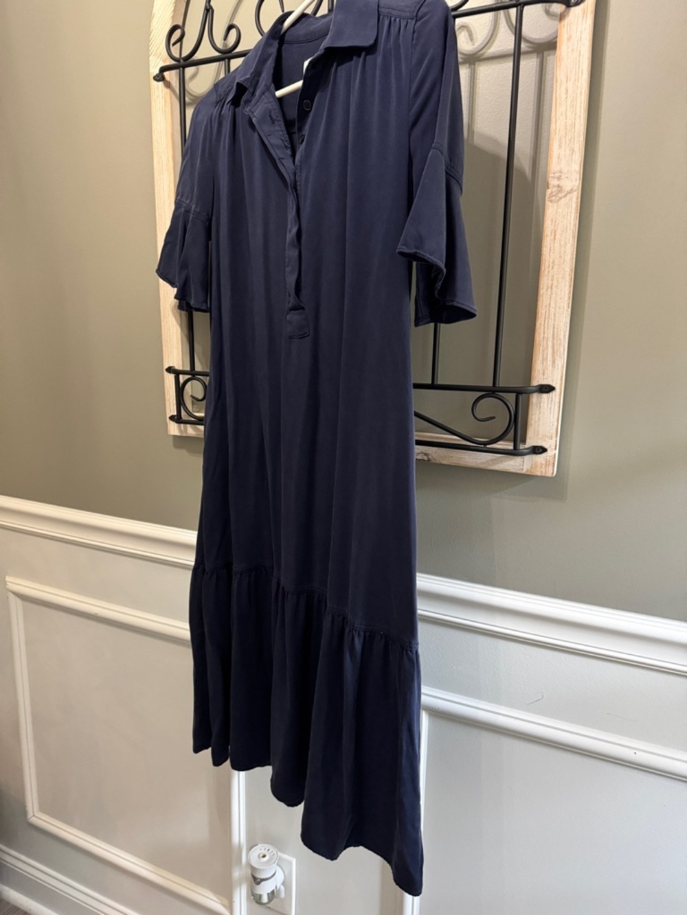 Chico's Navy Short-Sleeve Button Polo size 00 Tiered Dress Modal - Picture 8 of 14
